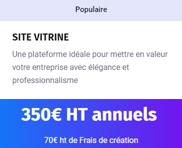 SITE VITRINE Annuel + Frais de création